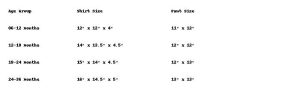 shirt size chart