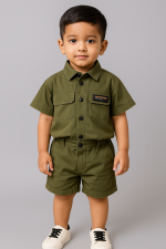 boys summer outfit olive
