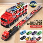 207 cm Foldable Launcher Truck with Double Track Racing Cars - Image 7